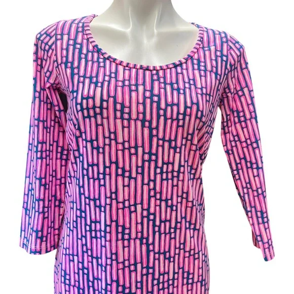 Lilly Pulitzer Beacon Dress Small Mandevilla Pink Slathouse Stripe Engineer - Picture 4 of 9